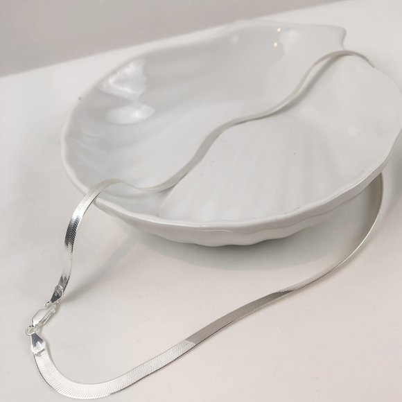 Sterling Silver Herringbone Chain Simple Silver Chain Flat Silver Chain Silver - Picture 7 of 7